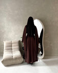 Marli Brown Tassel Edge Plain Cape Modest Dress