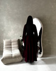 Marli Wine Tassel Edge Plain Cape Modest Dress