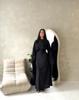 Marli Black Tassel Edge Plain Cape Modest Dress