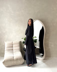 Marli Black Tassel Edge Plain Cape Modest Dress