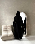 Marli Black Tassel Edge Plain Cape Modest Dress