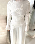 Iva White Floral Mesh Top Modest Dress