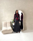 Iva Black With Red Floral Mesh Top Modest Dress