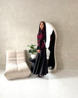 Iva Black With Red Floral Mesh Top Modest Dress