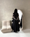 Iva Black With Gold Floral Mesh Top Modest Dress