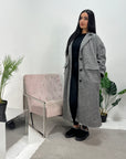 Elene Grey Button Lightweight Teddy Coat