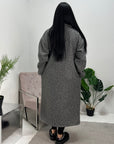 Elene Grey Button Lightweight Teddy Coat