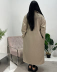 Elene Beige Button Lightweight Teddy Coat