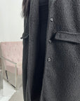 Elene Black Button Lightweight Teddy Coat