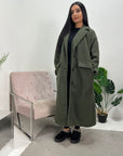 Elene Khaki Button Lightweight Teddy Coat