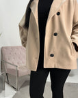 Melia Beige Collar Batwing Pocket Jacket