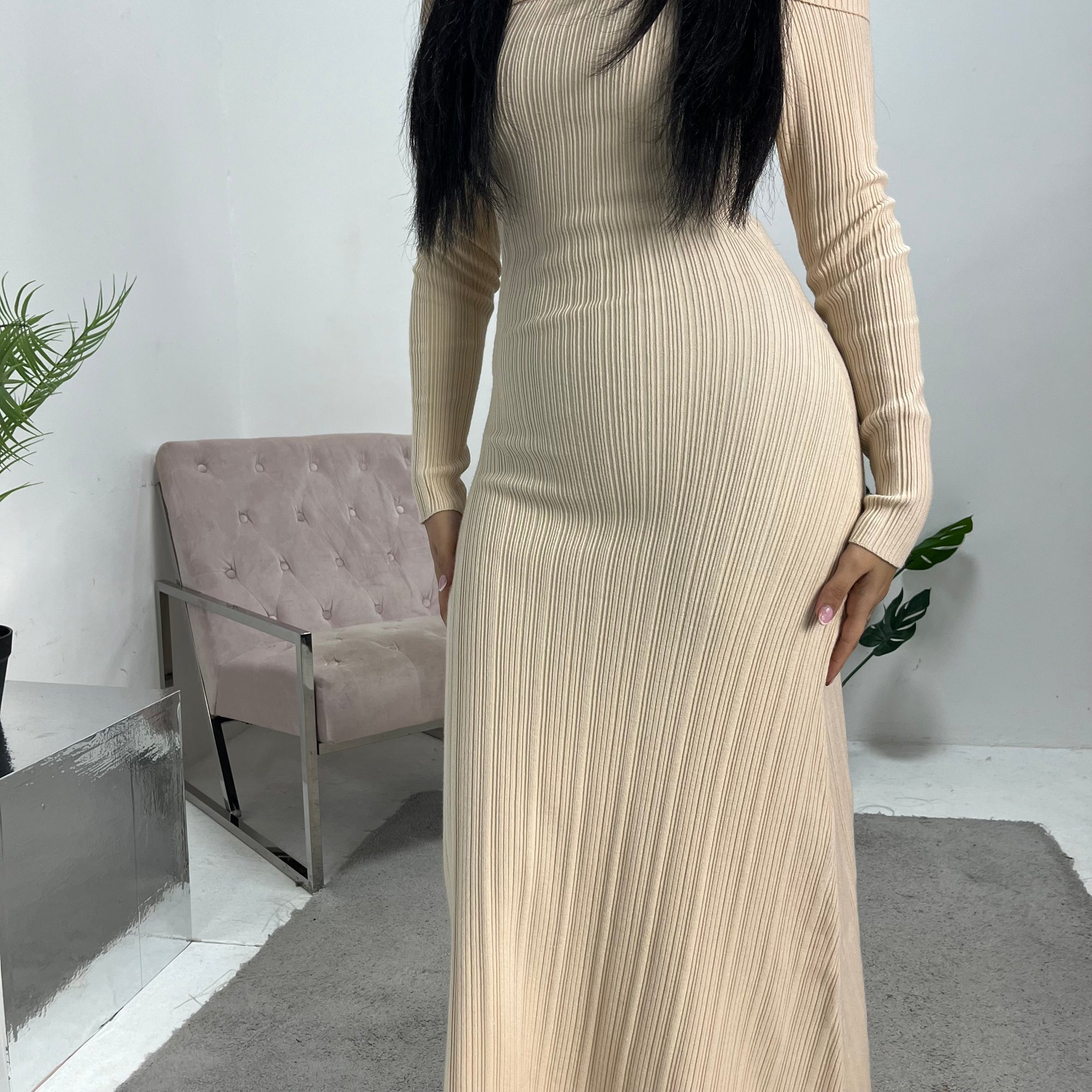 Tajia Cream Ribbed Off Shoulder Fine Knitted Dress House Of Haniya Tajia Cream Ribbed Off Shoulder Fine Knitted Dress House Of Haniya