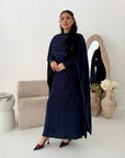 Sherin Navy Pearl Detail Modest Dress