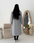 Kaira Marl Grey Collar Buttoned Belted Coat