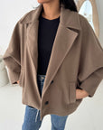 Melia Mocha Collar Batwing Pocket Jacket