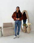 Zara Rust Suede Bomber Jacket