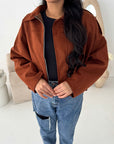 Zara Rust Suede Bomber Jacket