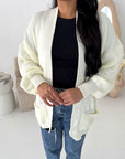 Nova Cream Balloon Sleeve Short Pocket Cardigan