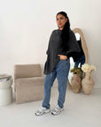 Fay Charcoal Soft Knit Asymmetrical Poncho