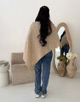 Fay Beige Soft Knit Asymmetrical Poncho