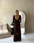 Sera Brown Soft Plain Gold Buckle Trouser Co Ord Set