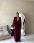 Sera Wine Soft Plain Gold Buckle Trouser Co Ord Set
