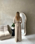 Sera Beige Soft Plain Gold Buckle Trouser Co Ord Set