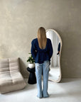 Fana Navy Pinstripe Side Tie Summer Top