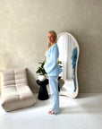 Fana Blue Pinstripe Side Tie Summer Top