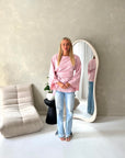 Fana Pink Pinstripe Side Tie Summer Top