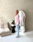 Fana Pink Pinstripe Side Tie Summer Top