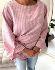 Fana Pink Pinstripe Side Tie Summer Top
