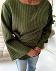 Fana Khaki Pinstripe Side Tie Summer Top