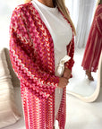 Maha Red Zig Zag Multicoloured Summer Cardigan
