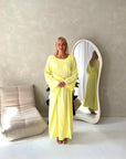 Pari Yellow Linen Gold Buckle Tie Back Summer Dress