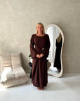 Pari Brown Linen Gold Buckle Tie Back Summer Dress