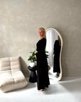 Pari Black Linen Gold Buckle Tie Back Summer Dress