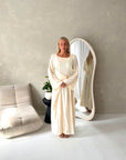 Pari Cream Linen Gold Buckle Tie Back Summer Dress