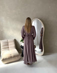 Pari Mocha Linen Gold Buckle Tie Back Summer Dress