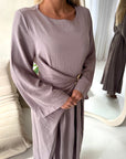 Pari Mocha Linen Gold Buckle Tie Back Summer Dress