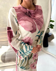 Azura Pink Linen Floral Print Tie Back Summer Dress
