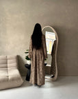 Catira Beige Floral Velvet Tie Back Dress