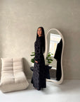 Catira Black Floral Velvet Tie Back Dress
