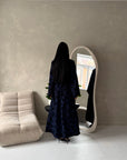 Catira Navy Floral Velvet Tie Back Dress