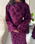 Catira Plum Floral Velvet Tie Back Dress
