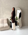 Terra Brown Soft Ruched Cape Shoulder Drape Top