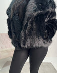 Fay Black Long Sleeve Fur Collar Jacket