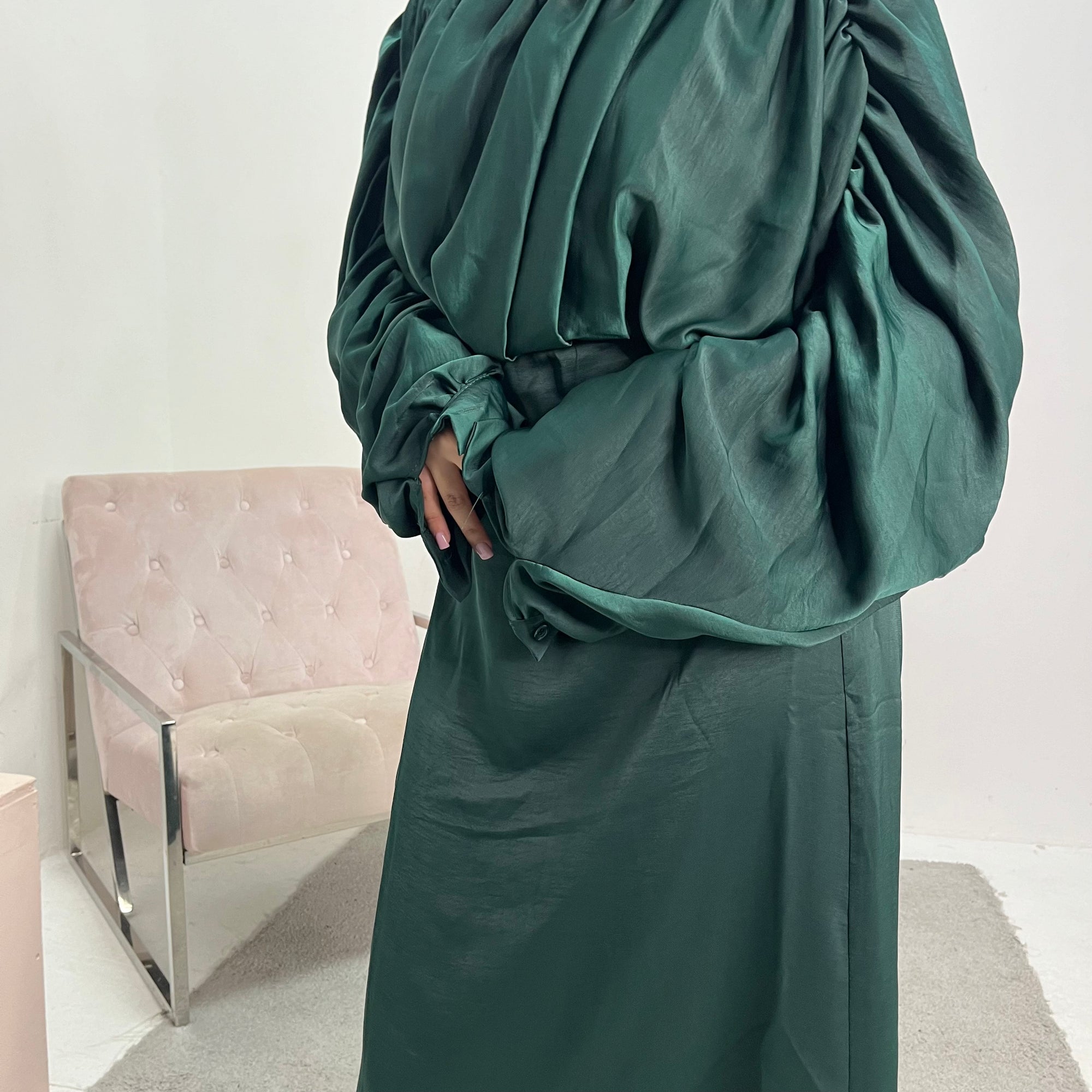 Nyssa Emerald Green Frill Detail Tie Back Modest Dress House Of Haniya Nyssa Emerald Green Frill Detail Tie Back Modest Dress House Of Haniya