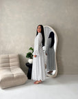 Nira White High Neck Frill Sleeve Mesh Polka Dot Dress