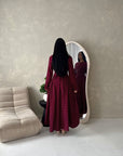 Rosh Wine With White Polka Dot A line Summer Dress
